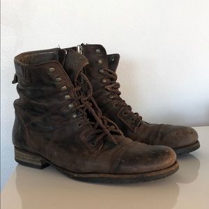 All Saints Distressed Brown Ankle Boots